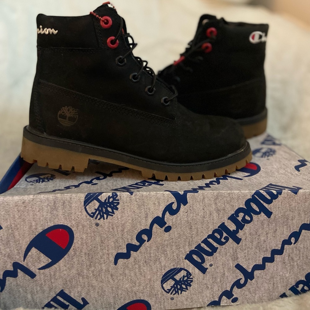 Black Timberland X Champion Boots